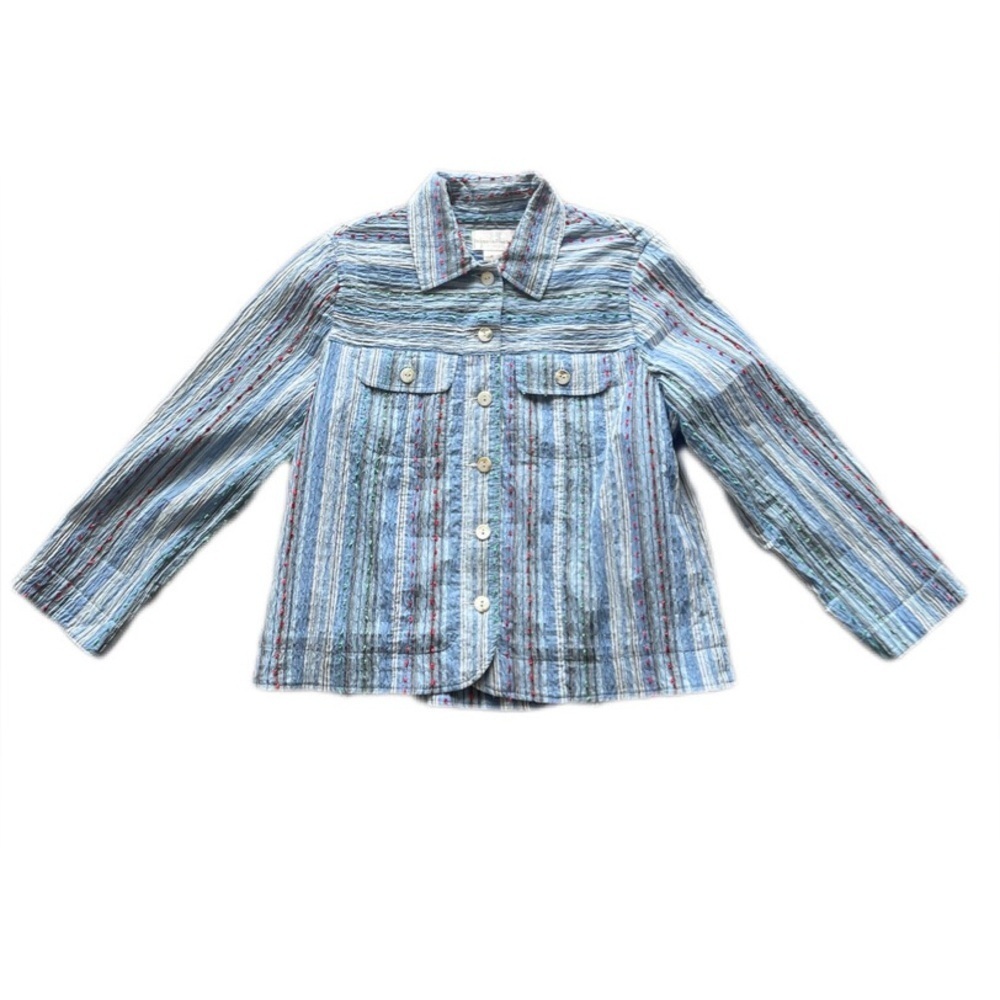 Draper’s And Damon’s Striped Button Down Blouse Women’s Petite Medium